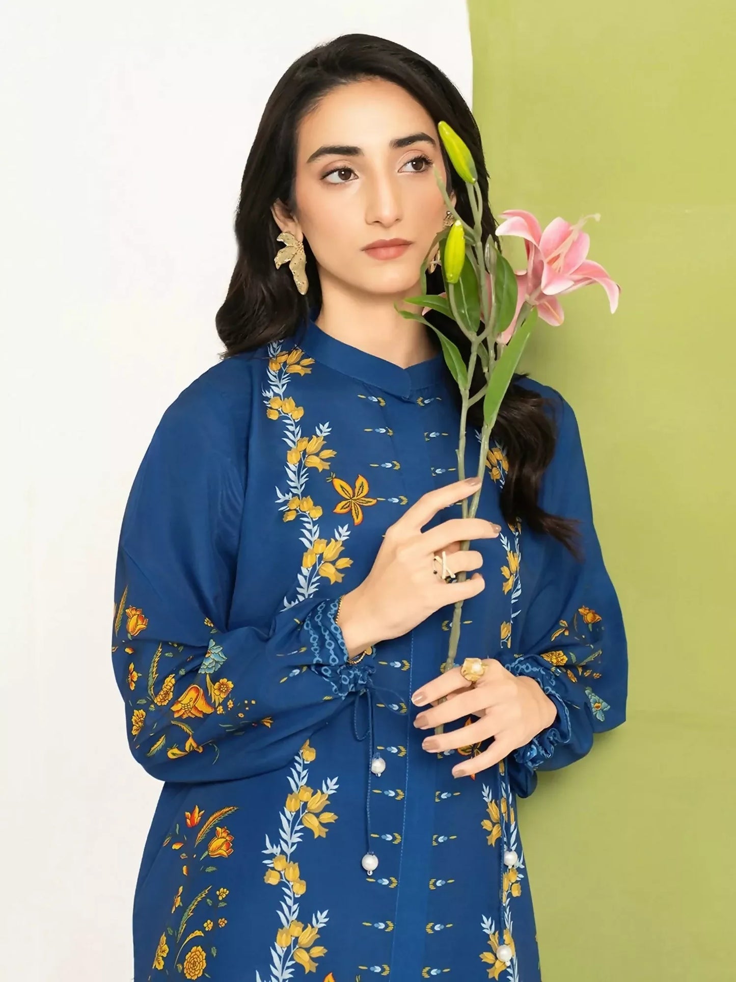 Panache Apparel Dear Summer Silk Lawn Printed Co-Ord Set-Cool Tide