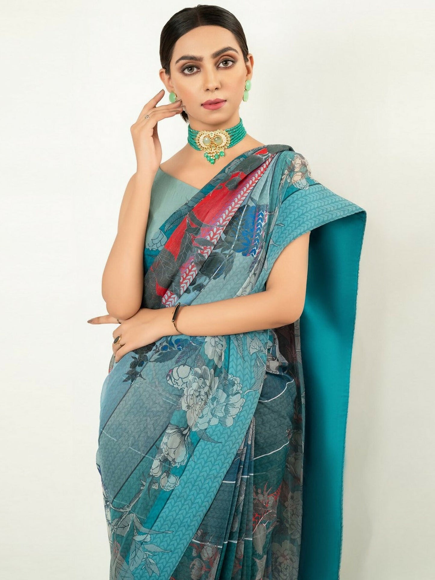 Imran Aftab Chiffon Printed Unstitched Saree-IASC 03