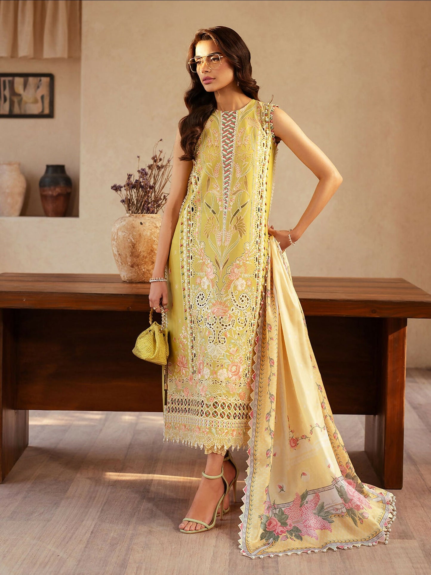 Binilyas Mehroze Lawn Embroidered Stitched 3-Piece Suit-97-B