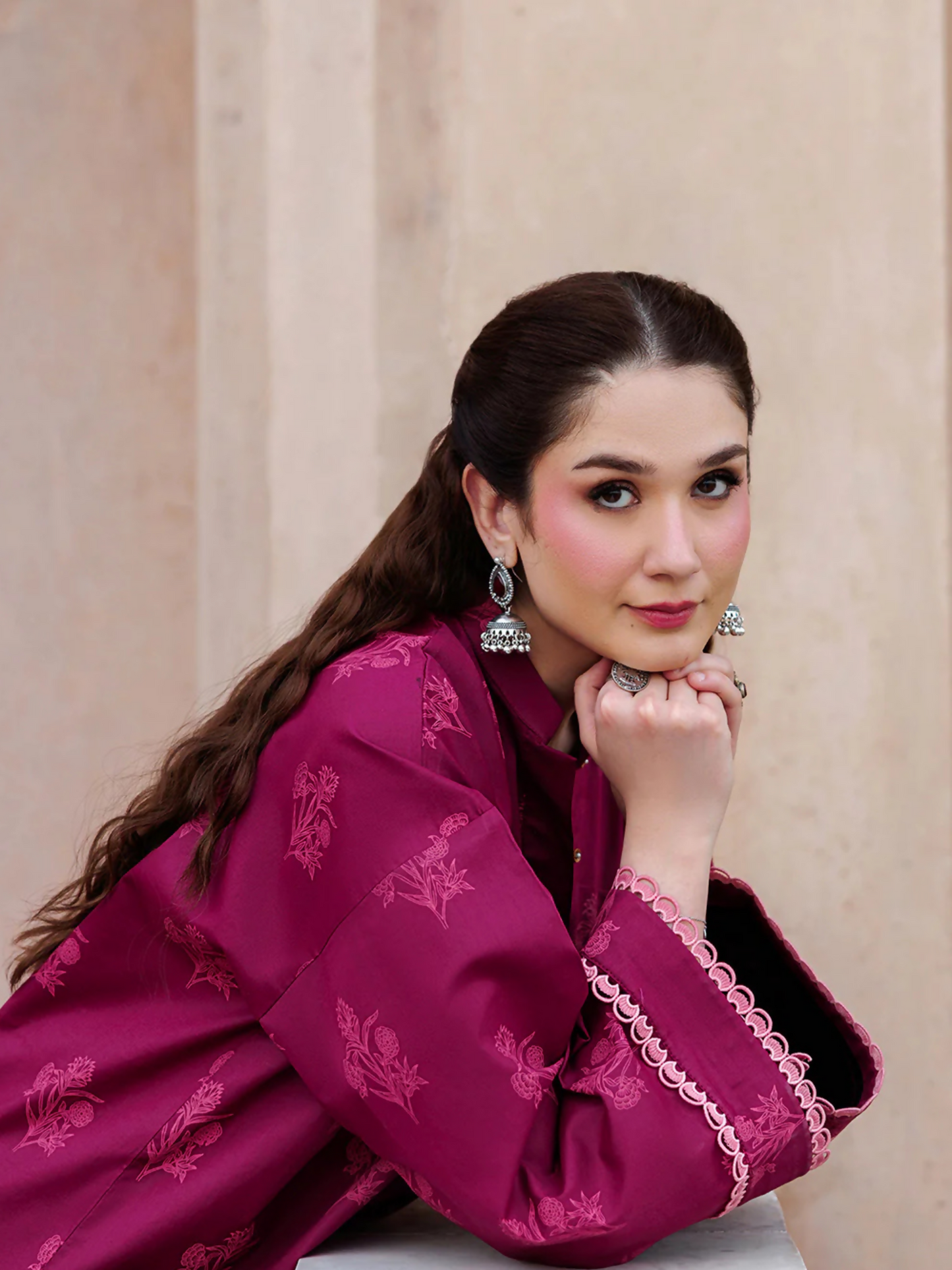 Pink Panache Apparel Noor Mahal Cotton Printed Stitched Suit-Sarmastaan