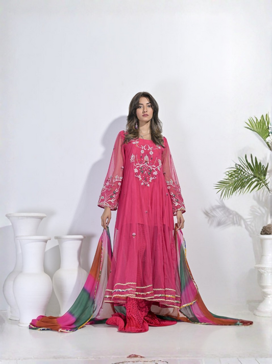 Ruby's Couture Festive Fall'25 Net Embellished Stitched 3-Piece Suit-Naza