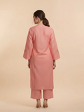 Peach-Silai Libas Summer Linen Embroidered Stitched 2-Piece Suit-Anaya