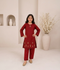 Lumira Chikankari Cotton Embroidered Stitched 3-Piece Suit-Gul-e-Bachpan Maroon
