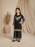 Black-Lumira Organza Embroidered Stitched 3-Piece Suit-Ilana