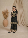 Black-Lumira Organza Embroidered Stitched 3-Piece Suit-Ilana