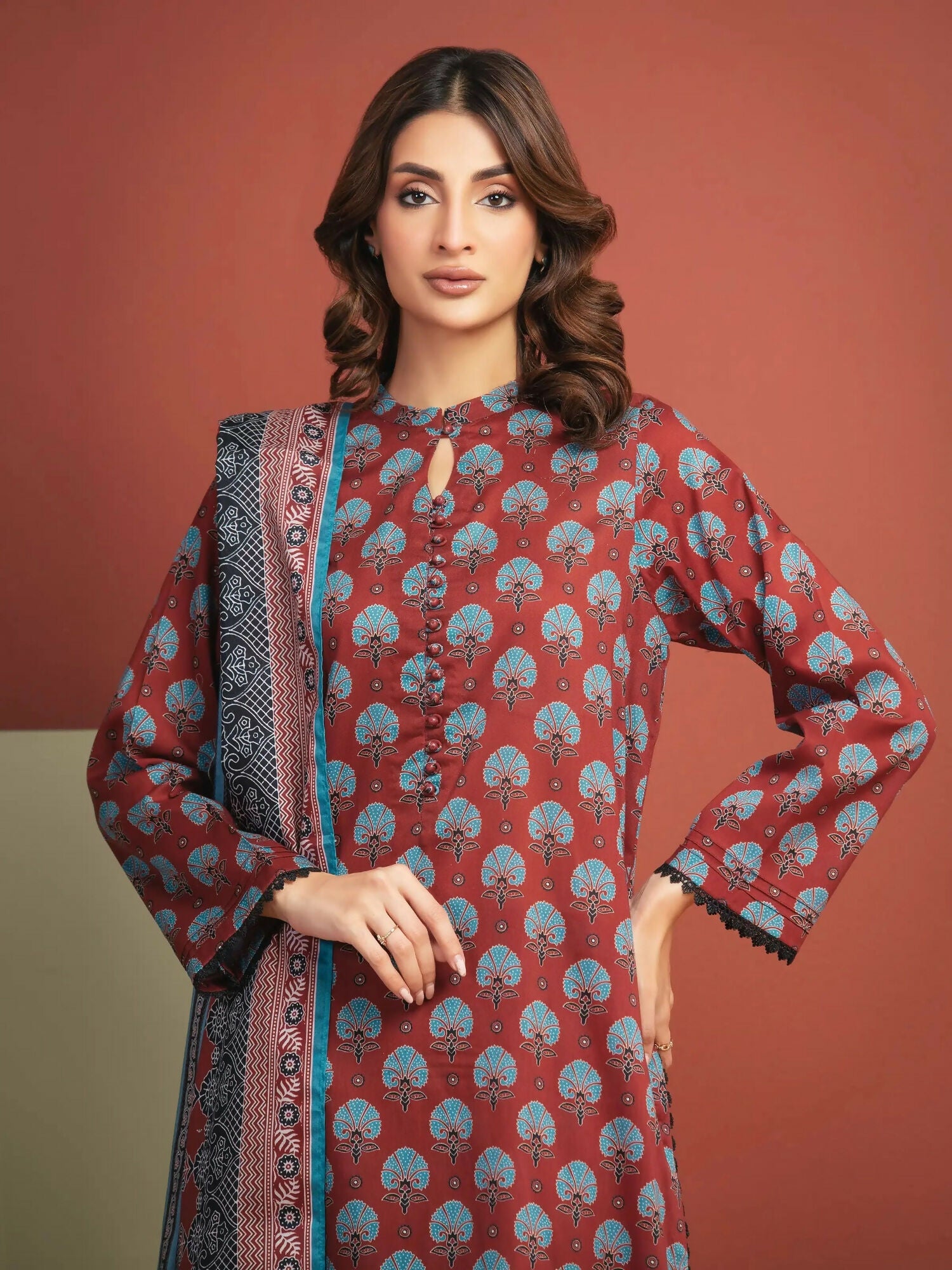 Edenrobe Allure Summer Lawn Printed Unstitched 3-Piece Suit-EWU5A1-35282