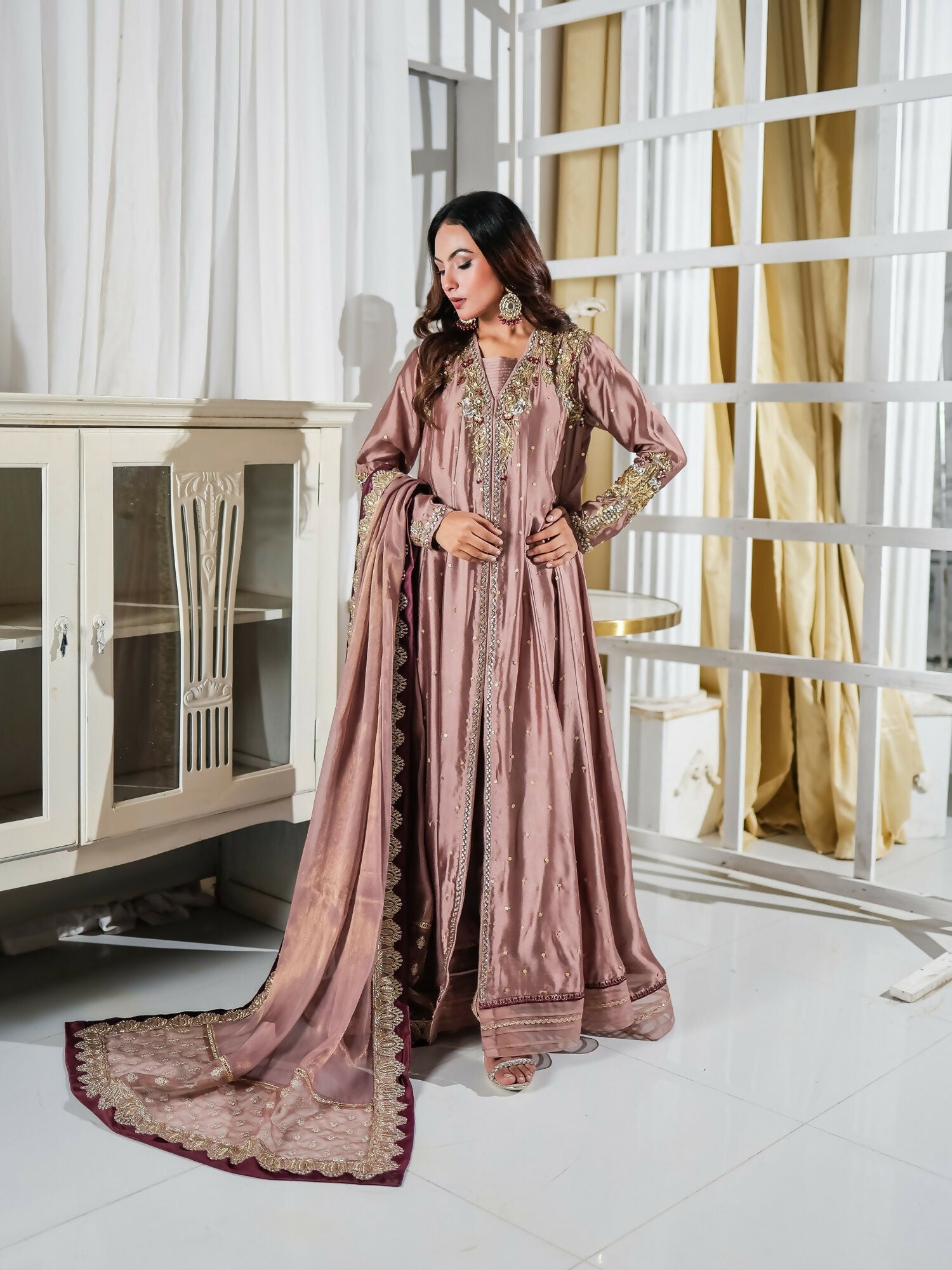 Farooq Hameed Studio Pariza Lux Festive'25 Glass Silk Embroidered Stitched 3-Piece Suit-Ayzel