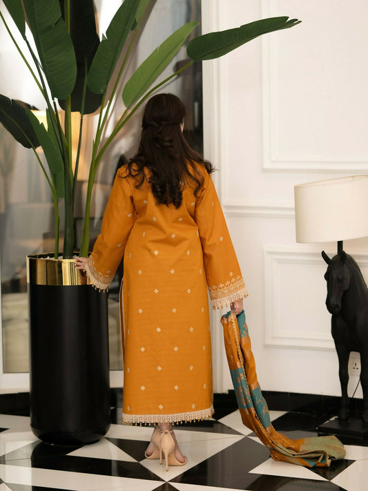 Zeephire Dhanak Embroidered Stitched 3-Piece Suit-Ifra