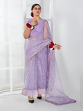 Imran Aftab Lux Winter Wedding Organza Embroidered Unstitched Saree-IASC-26