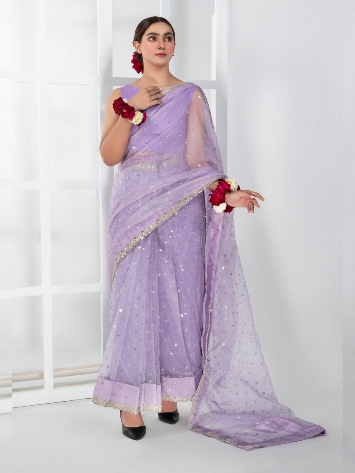 Imran Aftab Lux Winter Wedding Organza Embroidered Unstitched Saree-IASC-26