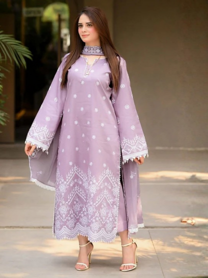 Tawakal Closet Cotton Embroidered Stitched 3-Piece Suit-Sarah