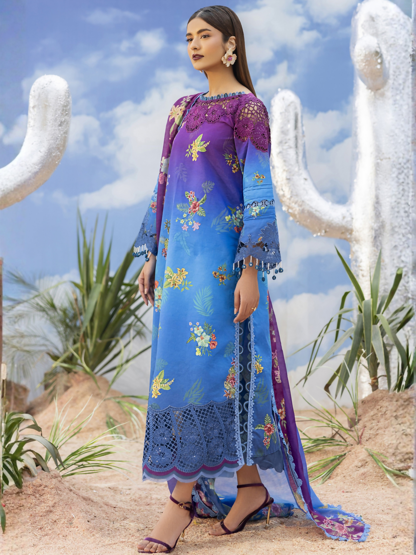 Parishay Ivy Bloom'26 Lawn Embroidered Unstitched 3-Piece Suit-IB-06