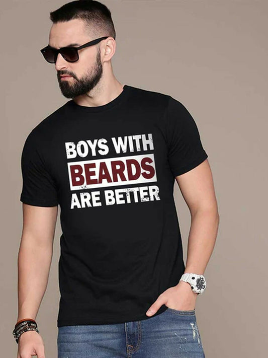 Black Jupiter Printed Bearded Graphic Tee-Shirt-14446