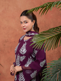 Stylish Collection Majeste Crinkle Chiffon Embroidered Stitched 3-Piece Suit-Zirwah Purple