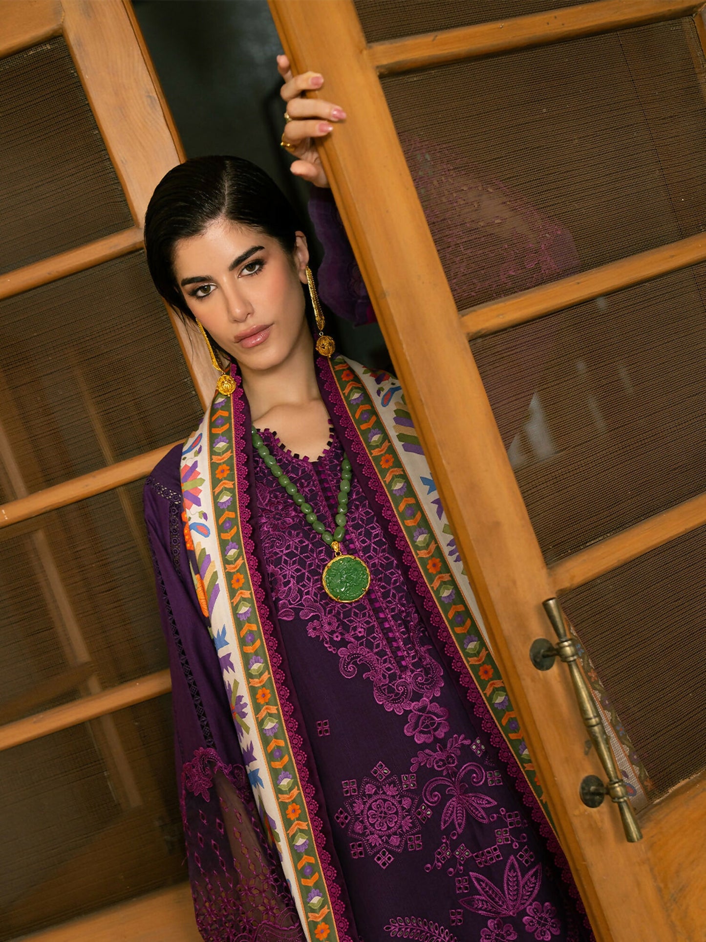 Binilyas Gulrukh Khaddar Embroidered Unstitched 3-Piece Suit-66-A