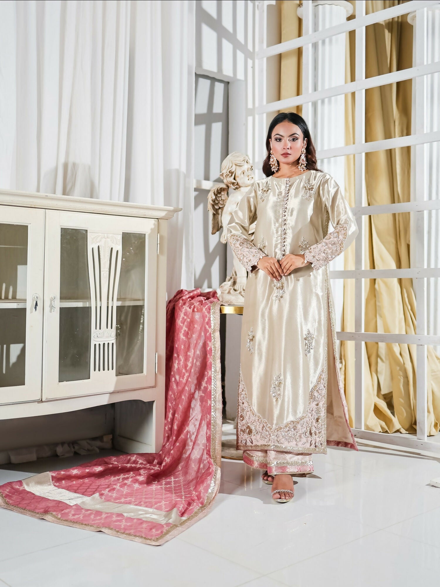 Farooq Hameed Studio Pariza Lux Festive'25 Pure Laama Silk Embroidered Stitched 3-Piece Suit-Asra