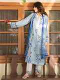 Panache Apparel Mah-e-Noor Intermix Rawsilk Printed Stitched Suit-Frost Blue