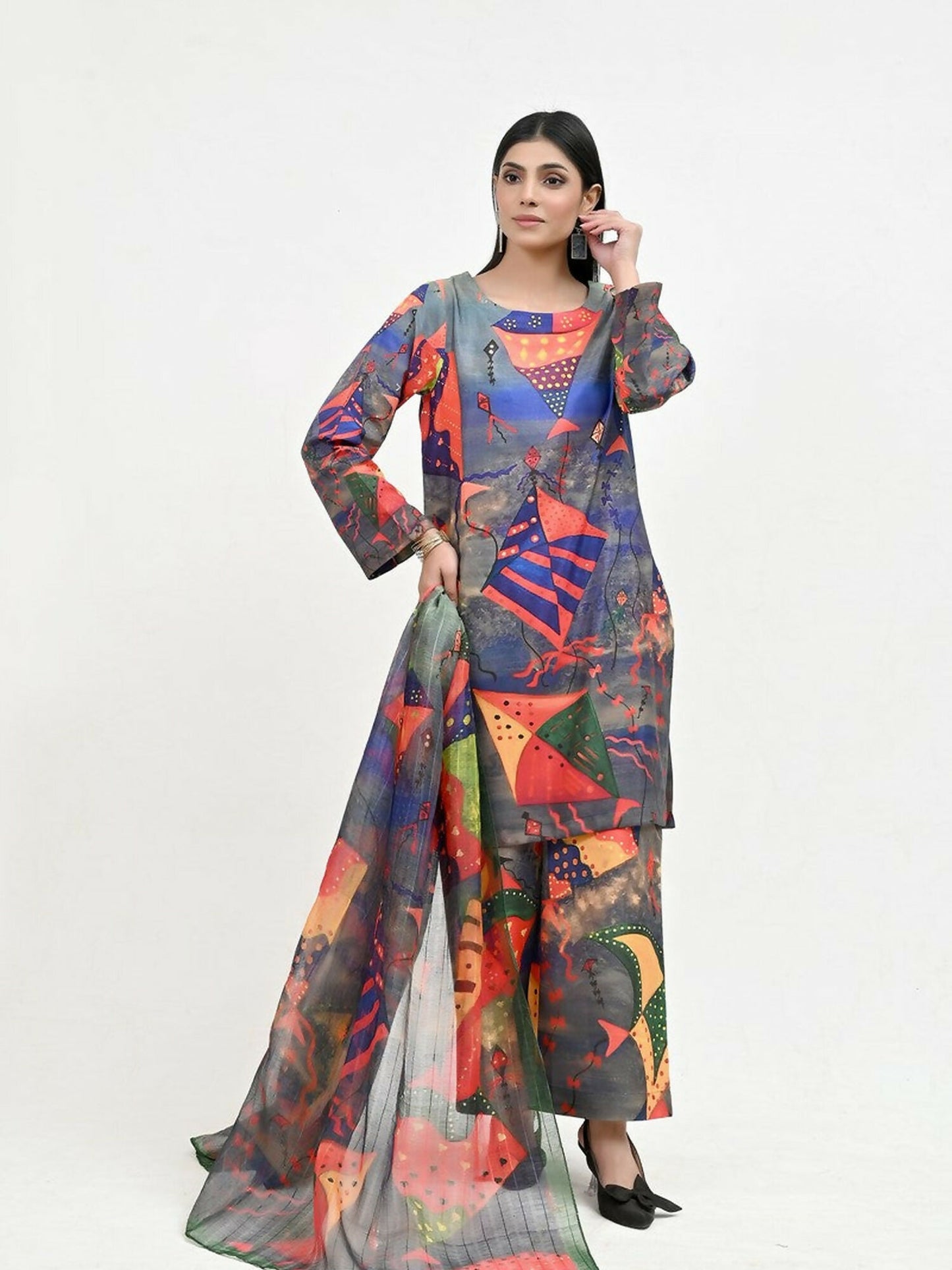 Imran Aftab Basant Mela Raw Silk Printed Stitched 3-Piece Suit-IARP 05