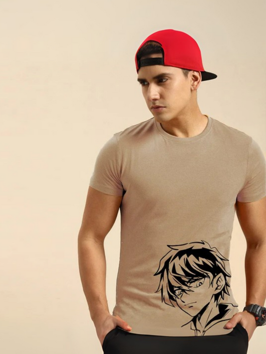Brown Jupiter Printed Pro Animi GraphicTee-Shirt-13509