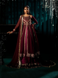 Purple-Hani & Umaima Chiffon Embroidered Pishwas-Zimal