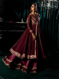 Purple-Hani & Umaima Chiffon Embroidered Pishwas-Zimal