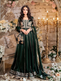 Green-Hani & Umaima Chiffon Embroidered Pishwas-Noor