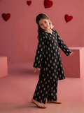 Black-Libas e Khaas Linen Printed Stitched 2-Piece Suit-Edge
