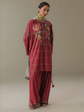 Coco By Zara Shahjahan Linen Printed Unstitched 3-Piece Suit-Olive Hour-5B  pink