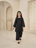 Black Lumira Cotton Embroidered Stitched 3-Piece Suit-Black