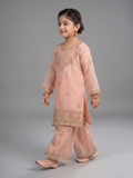 Pink Lumira Chiffon Embroidered Gharara-Savera Pink