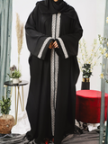 Black-Nourah Nida Embroidered Abaya-Kiran