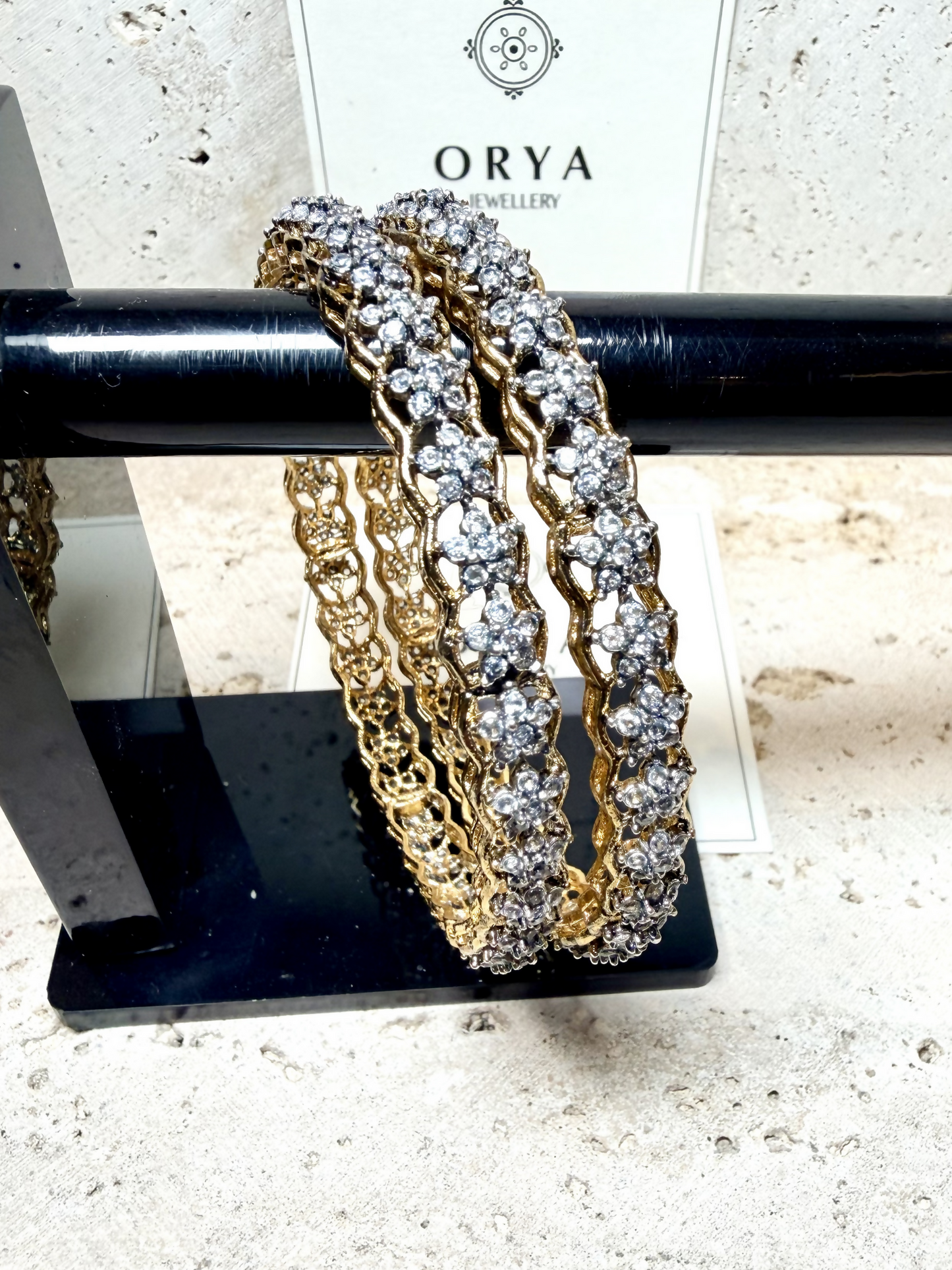 Orya Jewellery Pair White Zircon Bangles