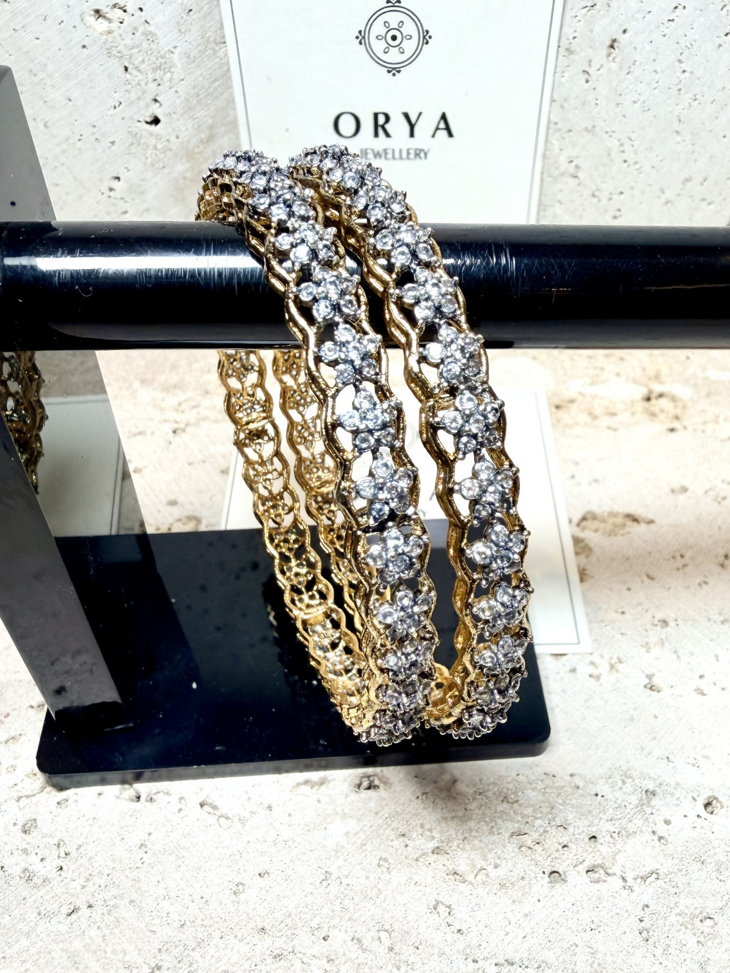Orya Jewellery Pair White Zircon Bangles