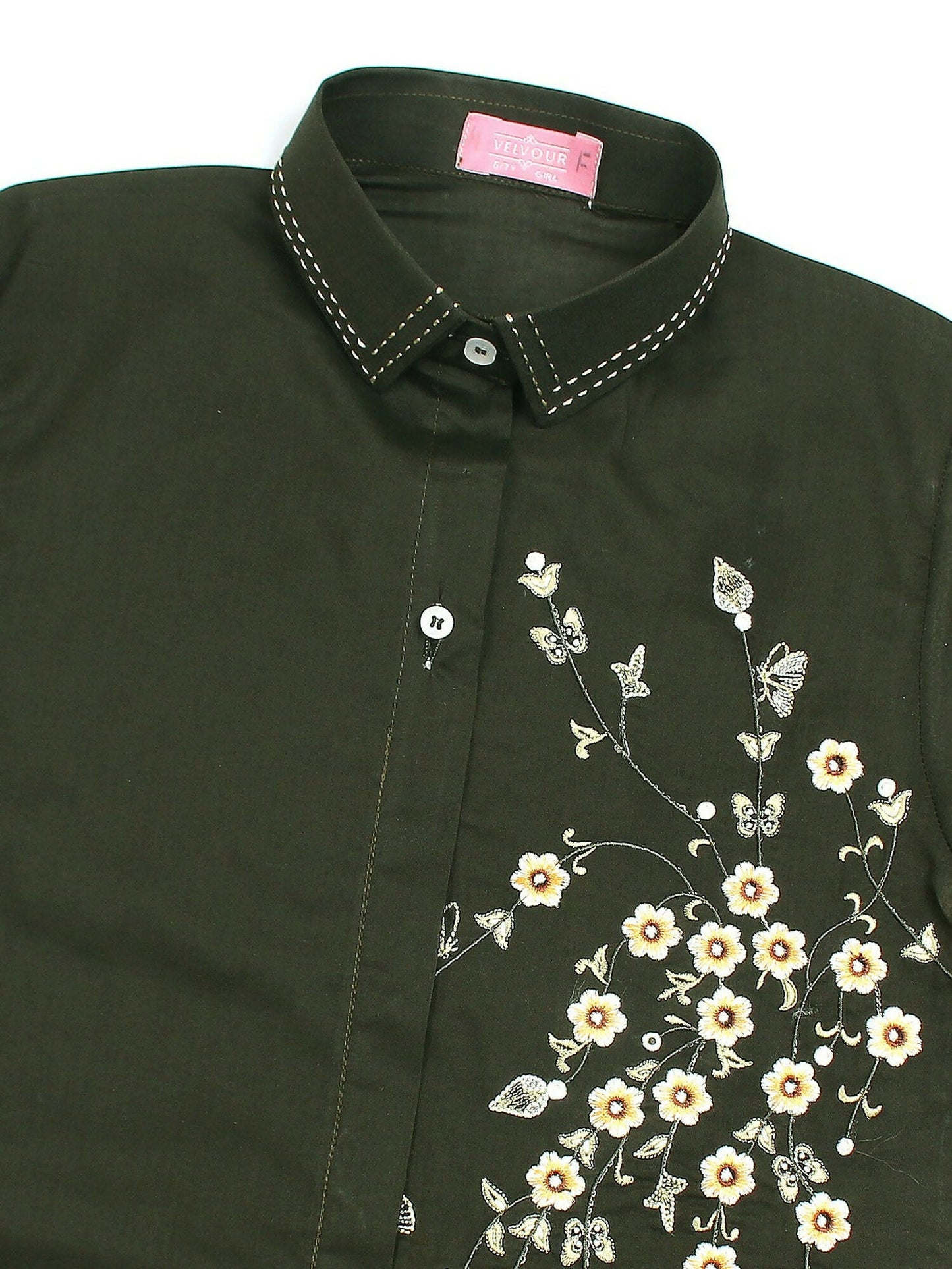 Velvour Girls Cotton Embroidered Stitched Tunic-VG65-C