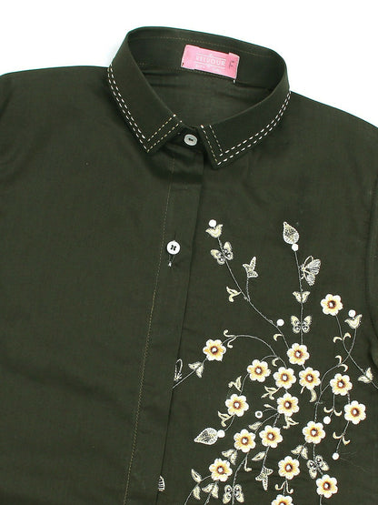 Velvour Girls Cotton Embroidered Stitched Tunic-VG65-C