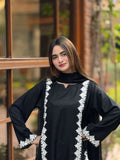 Tawakal Closet Linen Embroidered Stitched 3-Piece Suit-Blackish