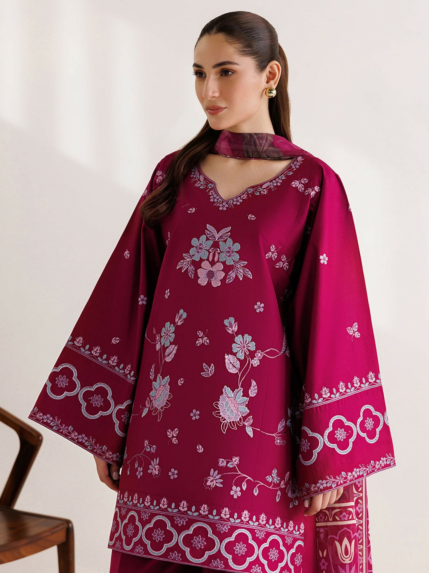 Panache Apparel Mistfall Vol II Cotton Embroidered Stitched Suit-Avelis