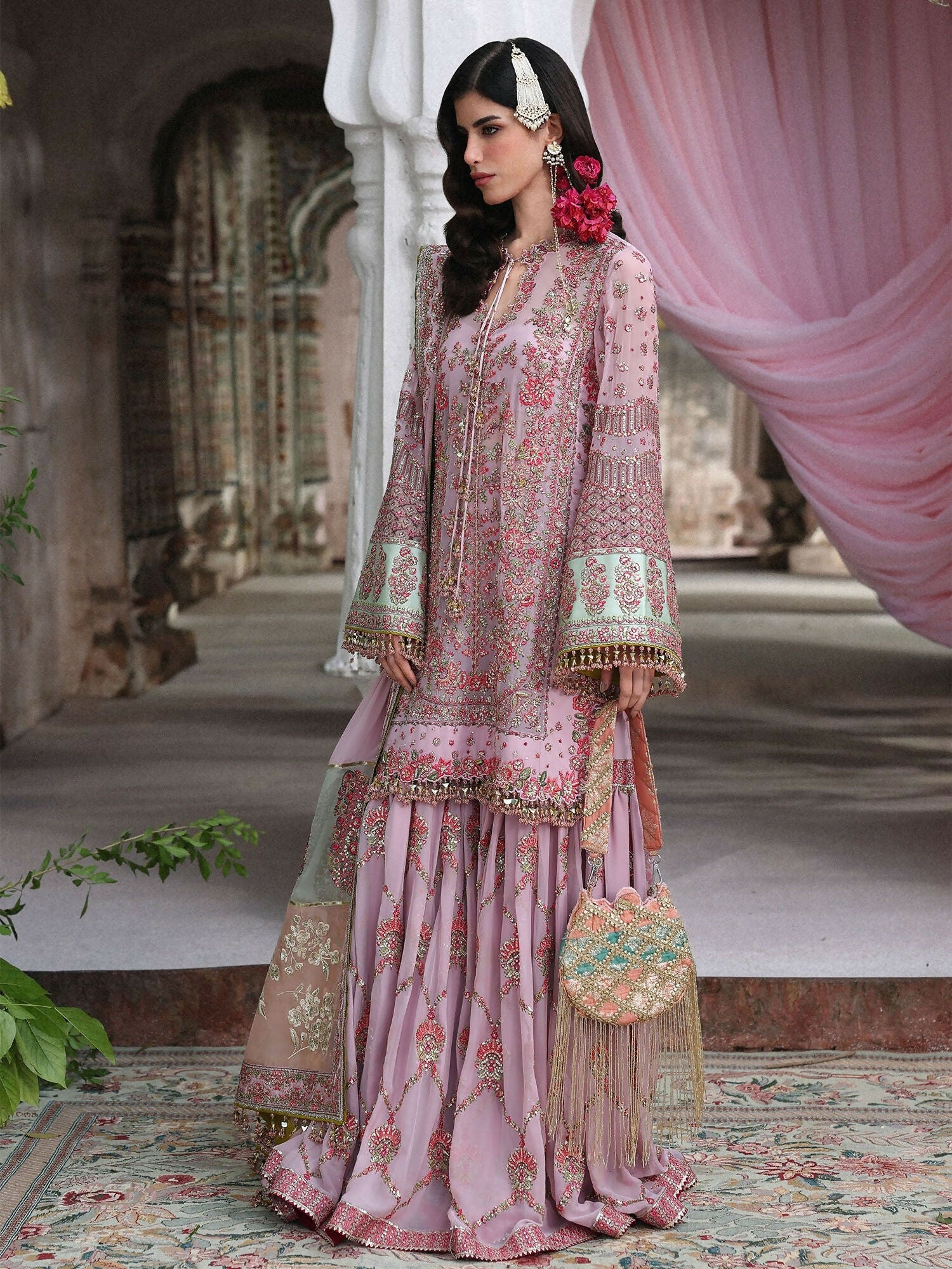 Hussain Rehar Festive Unstitched'26 Chiffon Embroidered 3-Piece Suit-Rukhsaar