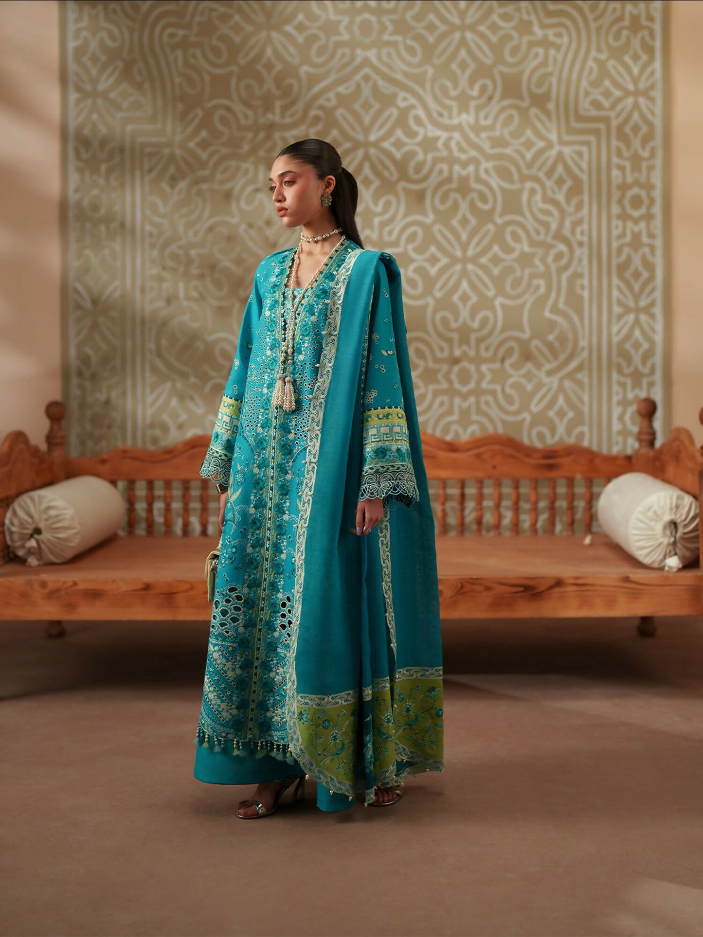 Binilyas Mashriq Luxury Lawn'26 Embroidered Unstitched 3-Piece Suit-D-116-B