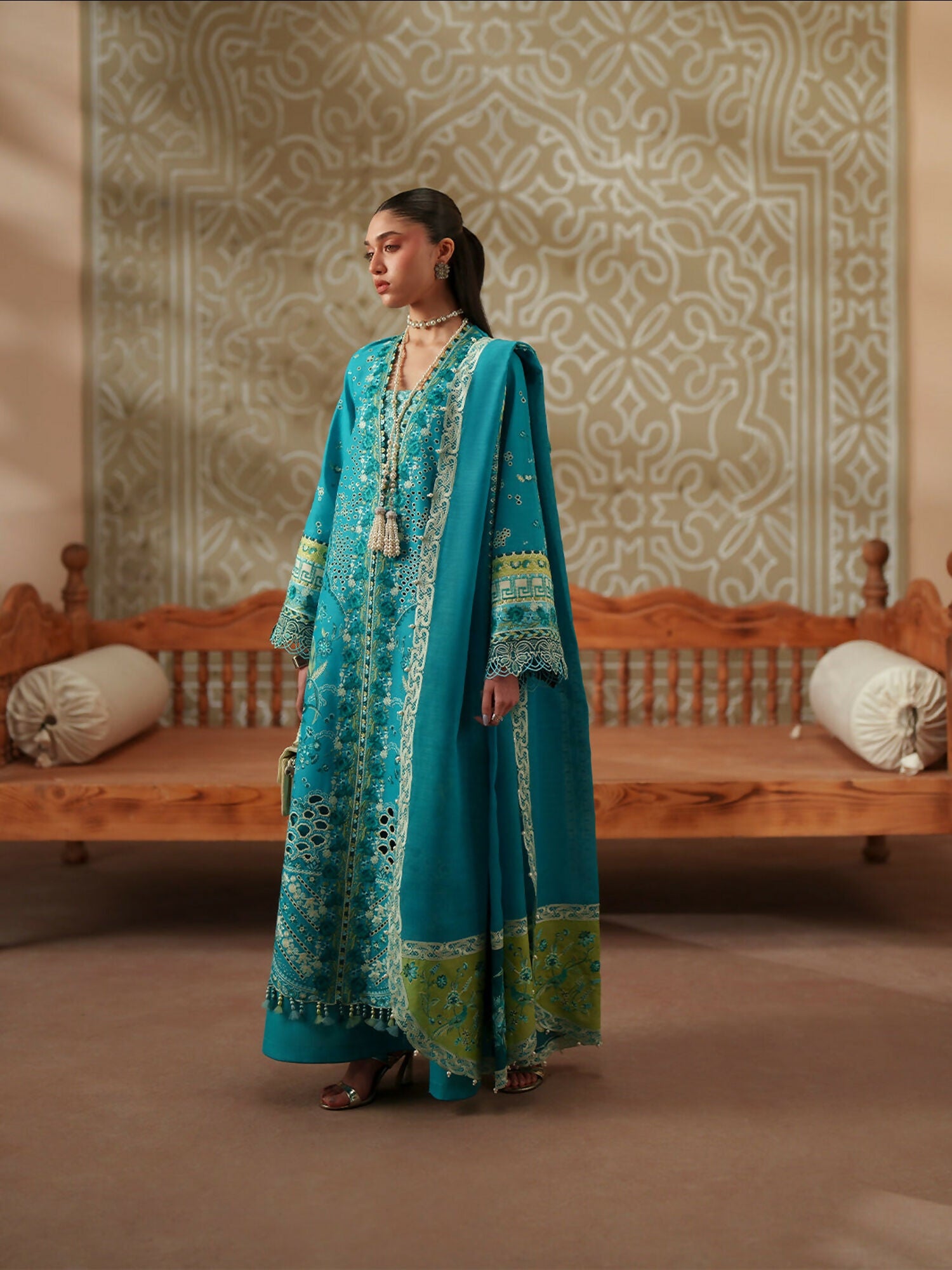 Binilyas Mashriq Luxury Lawn'26 Embroidered Unstitched 3-Piece Suit-D-116-B