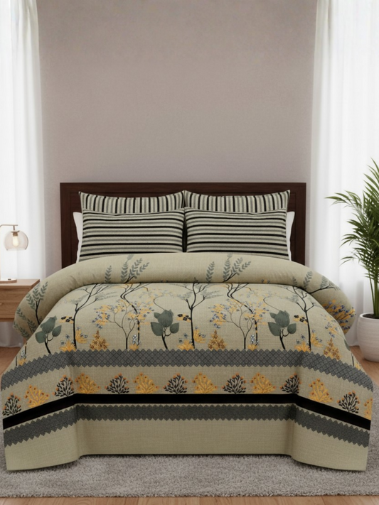 Salonika Printed 3 Piece King Bedsheet Set-153