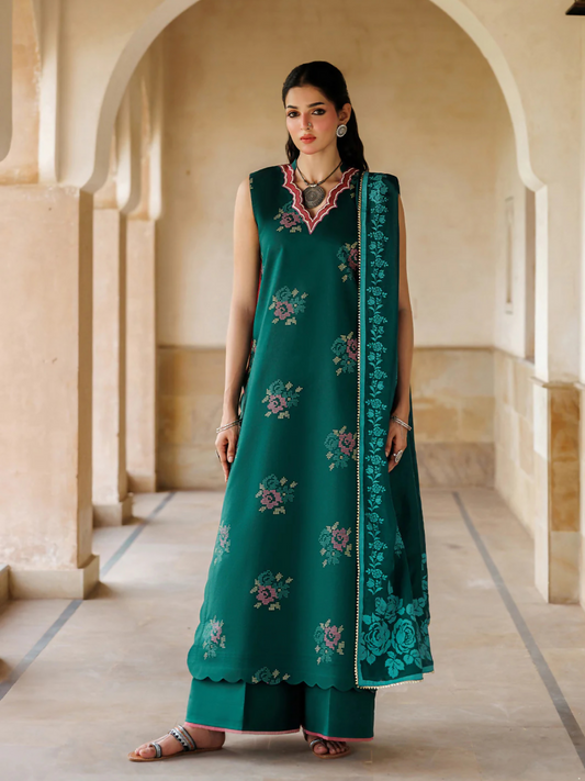 Green Panache Apparel Noor Mahal Cotton Printed Stitched Suit-Aylaar