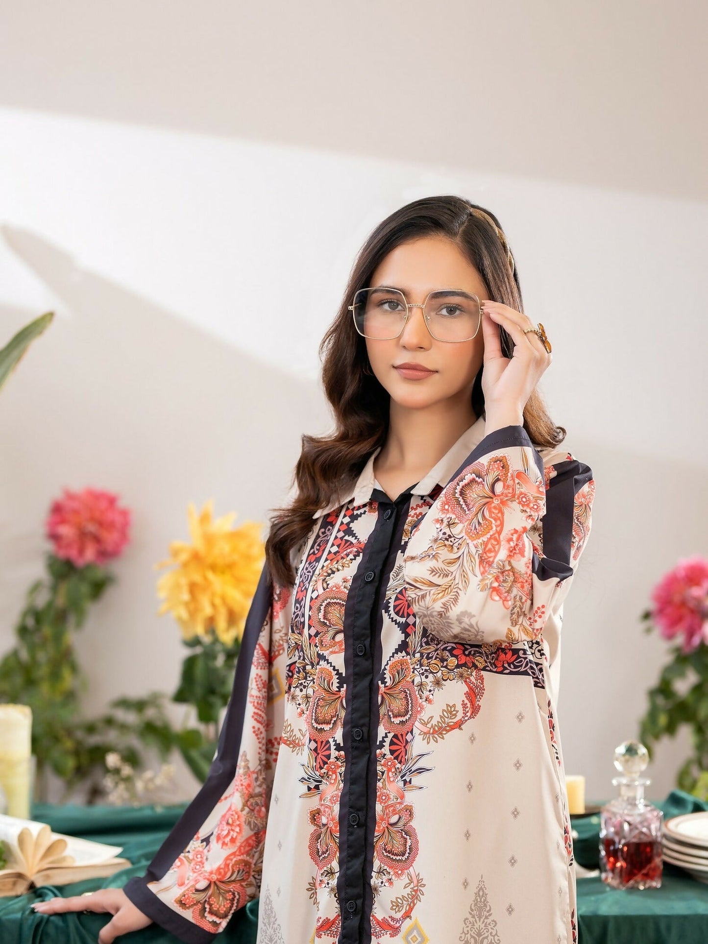 Panache Apparel Crepe De Luxe Crepe Printed Co-Ord Set-Silken