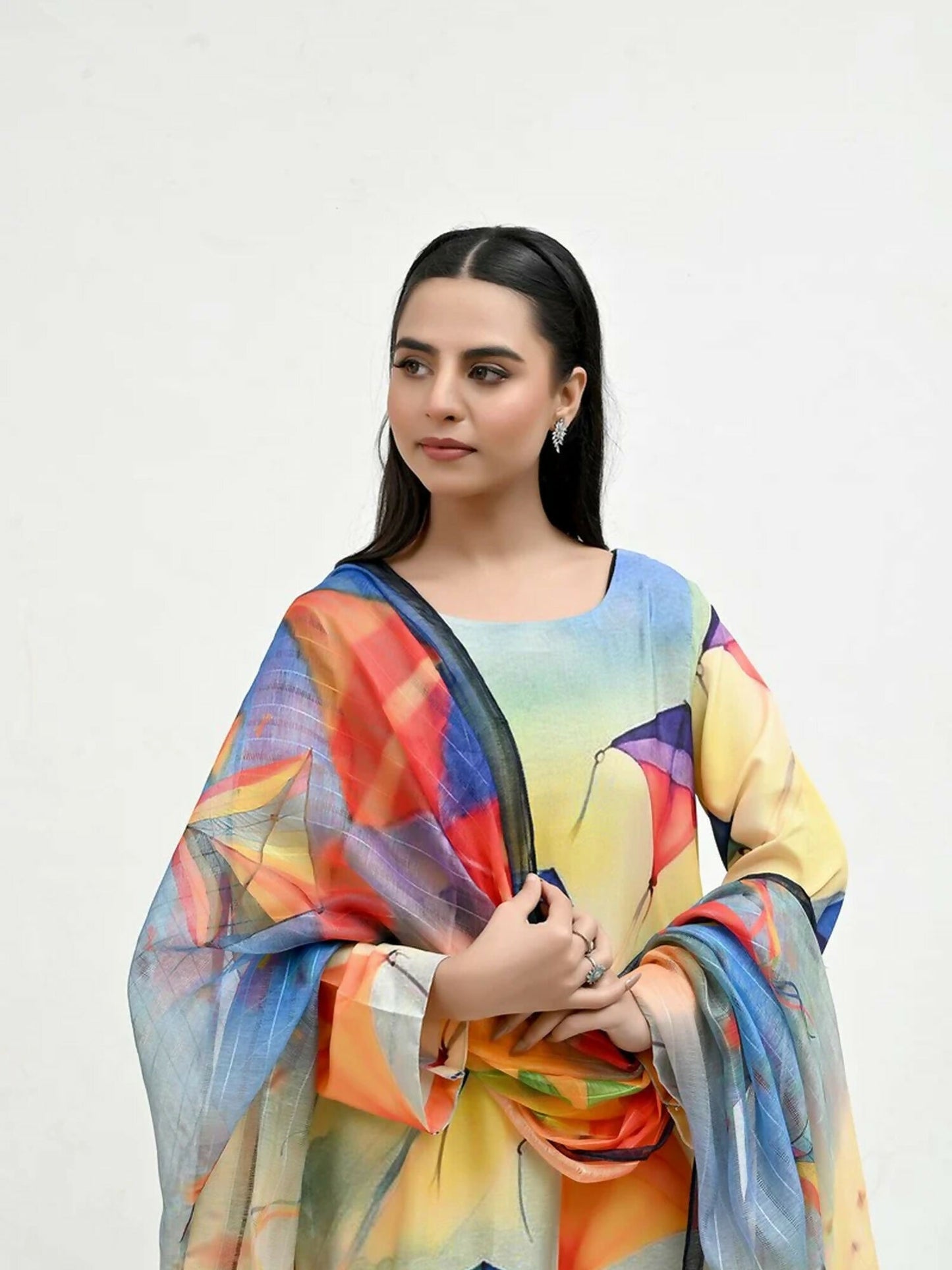 Imran Aftab Basant Mela Raw Silk Printed Stitched 3-Piece Suit-IARP 08