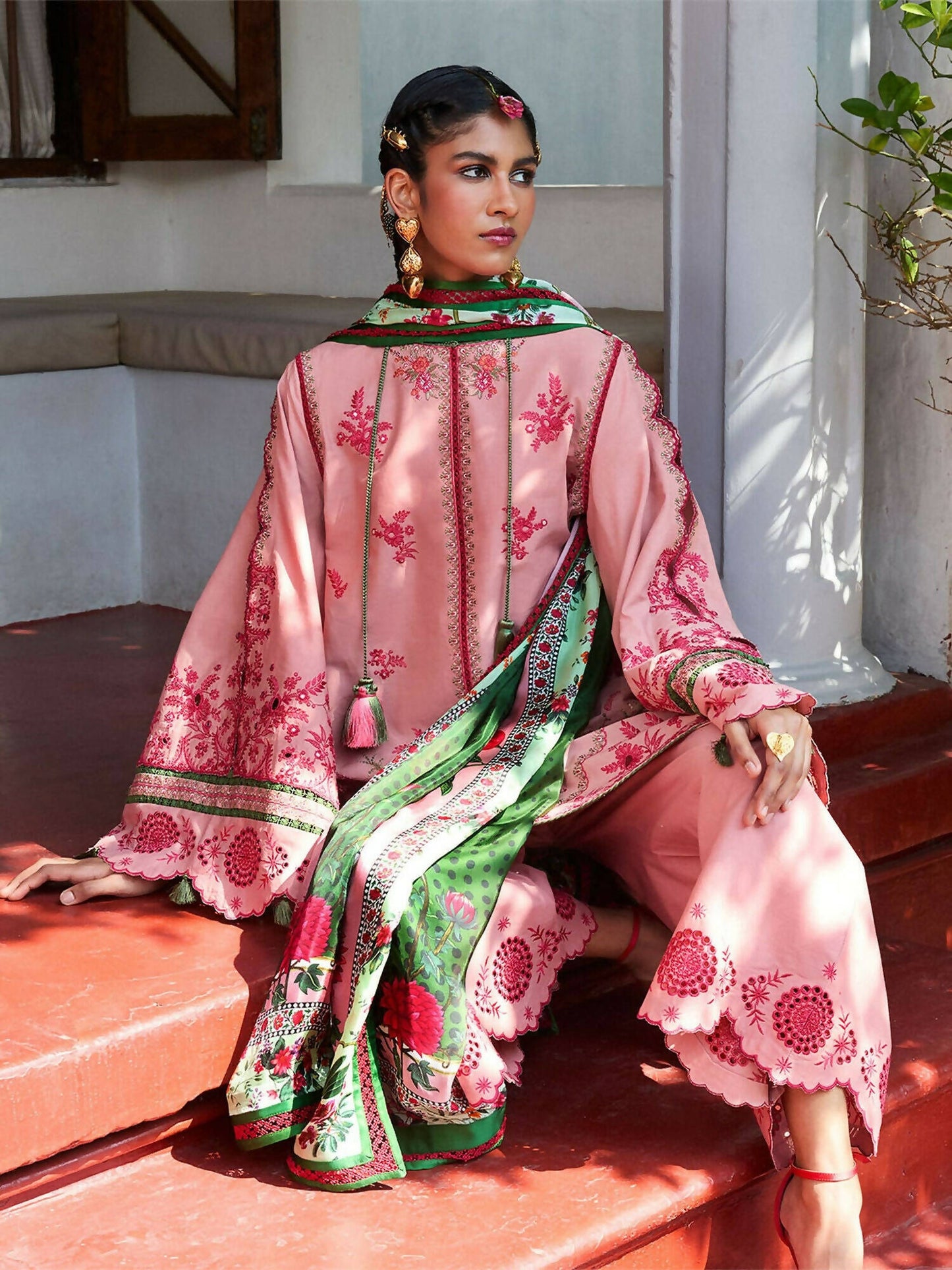Jugnu by Hussain Rehar SS'25 Cotton Embroidered Unstitched 3-Piece Suit-Ravi