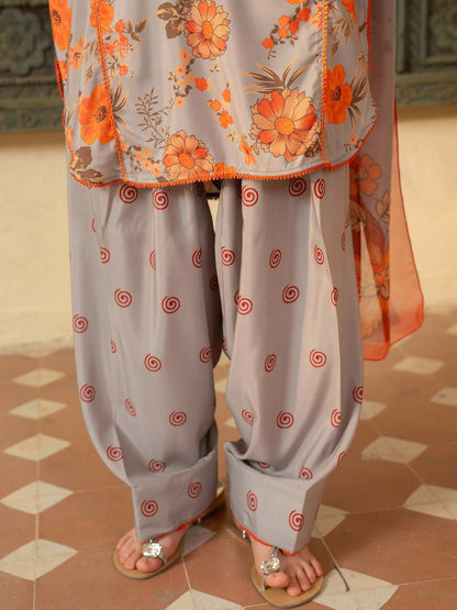 Panache Apparel Mah-e-Noor Rawsilk Printed Stitched Suit-Zahara