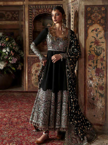 Hussain Rehar Massarat Festive Unstitched'25 Korean Raw Silk Embroidered 3-Piece Suit-Noor Jehan
