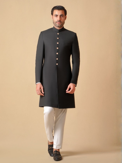 Gem Garments Janaan Jacquard Sherwani-Noir Majesty