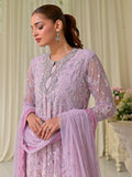 Farooq Hameed Studio Net Embroidered Stitched 3-Piece Suit-Crimson-Dusk