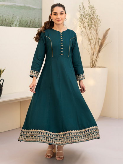 Panache Apparel Khaddar Embroidered Stitched Suit-Zinc